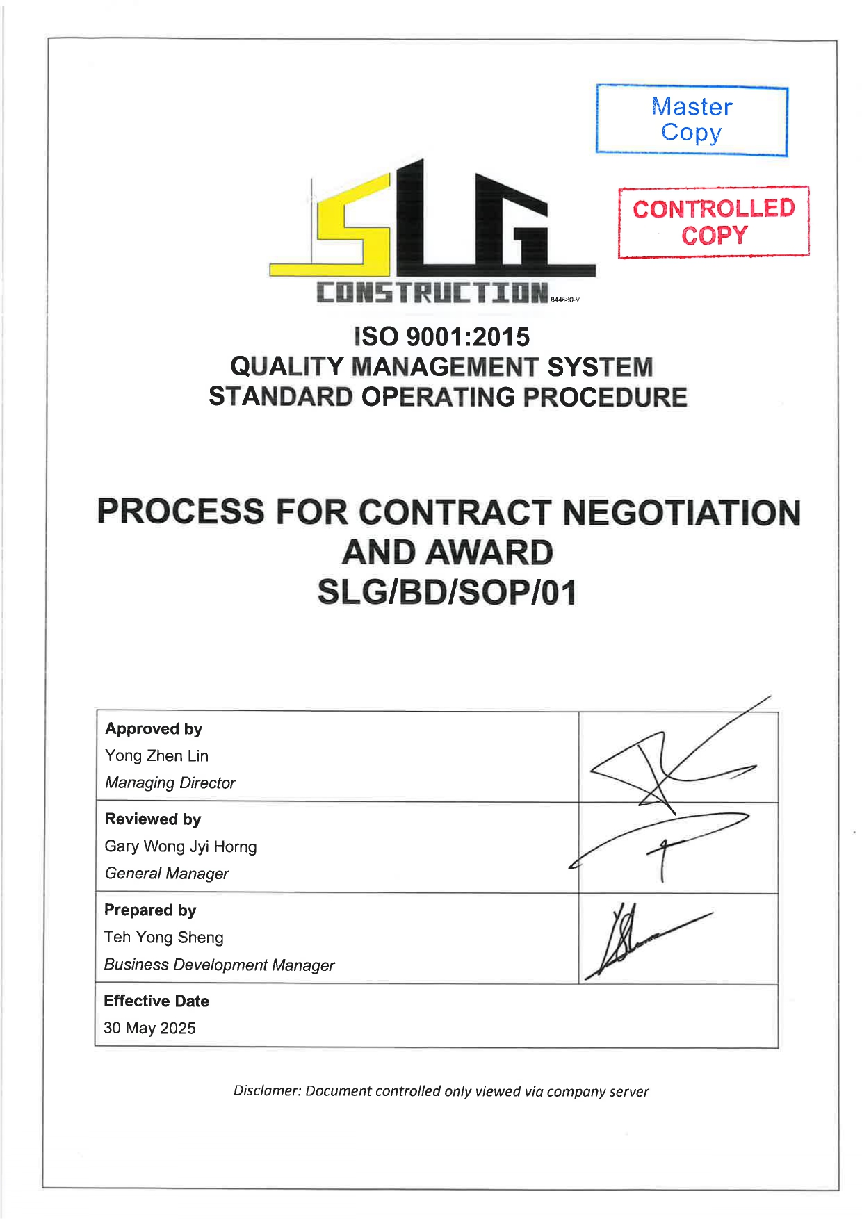 SLG-PRO-SOP Page 1